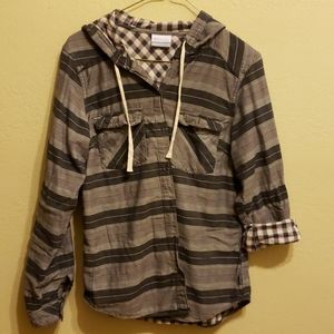 Columbia button down hooded shirt